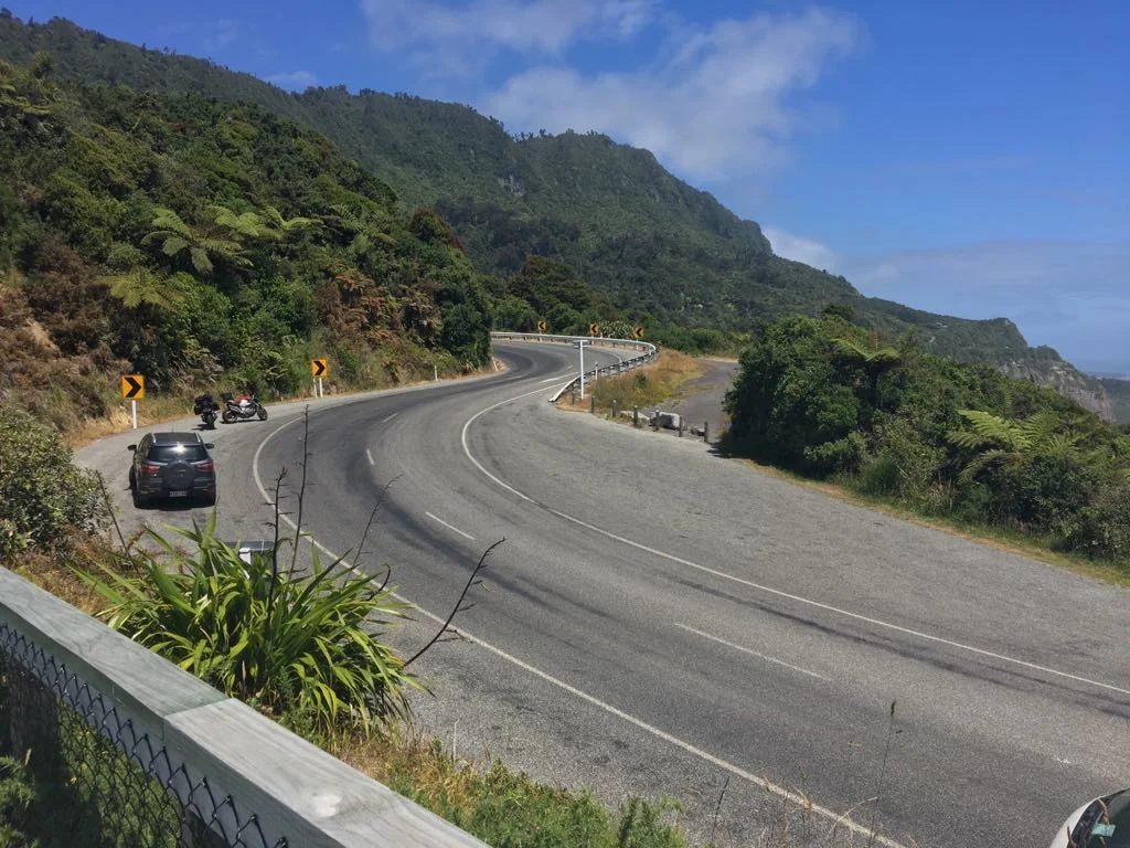Winding road through New Zealand's West Coast native bush